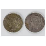 Coin (2) Peace Silver Dollars 1925 VF 1926-S Fine
