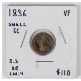 Coin 1836 Capped Bust Half Dime in Fine