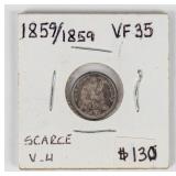 Coin 1859 / 1859 Seated Half Dime in Very Fine
