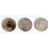 Coin (3) Peace Silver Dollars