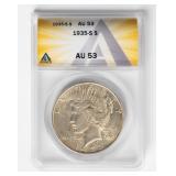 Coin 1935-S Peace Silver Dollar ANACS AU53