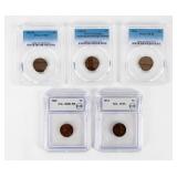 Coin 5 Lincoln Cents Graded Early Dates