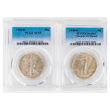 Coin (2) Walking Liberty Half Dollars PCGS Graded