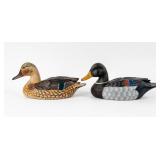 2 Wooden James Haddon Decoy Ducks