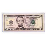 Currency 2013 $5 Federal Reserve Radar CU