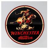 Winchester Western Rider Porcelain Enameled Sign