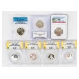 Coin (7) Commemorative Quarters Certified W/ Silve