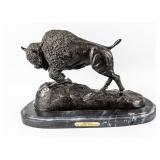 Art Frederic Remington Buffalo Bronze Sculpture