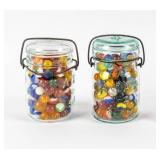 Two Jars of Assorted Vintage Marbles