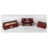 (3) Vintage Jewelry Boxes Hand Carved & More
