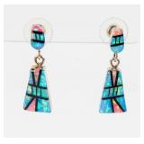 Jewelry Sterling Silver Opal Mosaic Earrings