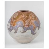 Spheric Japanese Pottery Vase