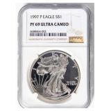 Coin 1997-P  American Silver Eagle NGC PF69 UC