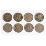Coin (8) Three Cent Nickels 1865-1881