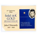 Coin 14kt Gold Miniature Kennedy Comm.