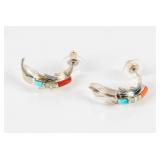 Jewelry Sterling Silver Coral & Turquoise Earrings