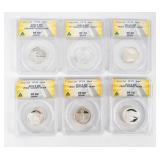 Coin (6) Silver Quarters ANACS Graded