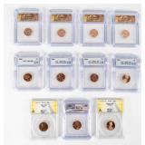 Coin (11) Lincoln Cents Graded & Certified