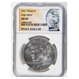 Coin 2021 High Relief Peace Silver Dollar NGC MS69