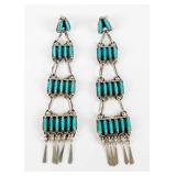 Jewelry Silver Turquoise Petit Point Earrings