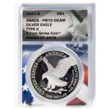 Coin 2021-S American Silver Eagle ANACS PR70