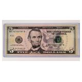 Currency 2013 $5 Federal Reserve Radar CU