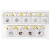 Coin (9) Quarters ANACS Graded
