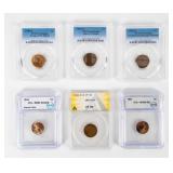 Coin (6) Lincoln Cents 1921-1940 Graded