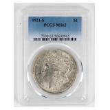 Coin 1921-S  Morgan Silver Dollar PCGS MS63
