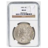 Coin 1900 Morgan Silver Dollar NGC MS63