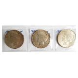 Coin (3) Peace Silver Dollars 1924, 25  & 1926-S