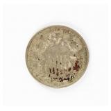 Coin 1866 W/ Rays Shield Nickel in F/VF