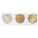 Coin (3) Peace Silver Dollars 1922-D, 23-D & 1924