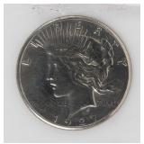 Coin 1927  Peace Silver Dollar Brilliant Unc.
