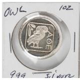 Coin 1 Troy Ounce .999 Fine Silver Owl