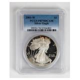 Coin 2001-W American Silver Eagle PCGS PR70DCAM