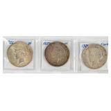 Coin (3) Peace Silver Dollars 26-S, 27 & 28-S