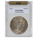 Coin 1922  Peace Silver Dollar HCGS MS66