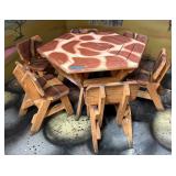Wood Picnic Bench in Pine with 6 Chairs