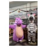 2 Blow Up Costumes Zebra & Pink Hippo