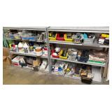 2 Racks Full of Hardware, Paint Etc. W/ Racks