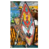Monkey With Shield & Spear Figural Display