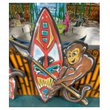 Monkey With Shield & Spear Figural Display