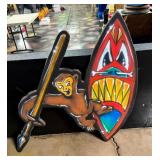 Monkey with Spear & Shield Figural Display Sign
