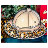 Safari Hat "Restrooms"   Figural Display Sign