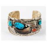 Jewelry Sterling Bear Claw Turquoise Cuff Bracelet
