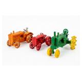 3 Vintage Cast Iron Toy Tractors Deere Chalmers