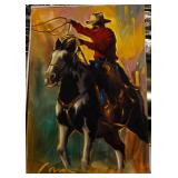 Art-Large Original Oil on Canvas of Cowboy & Horse