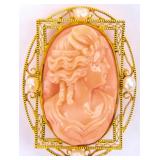 Jewelry 14kt Yellow Gold Cameo Pendant / Brooch