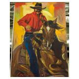 Art-Large Original Oil on Canvas of Roping Cowboy